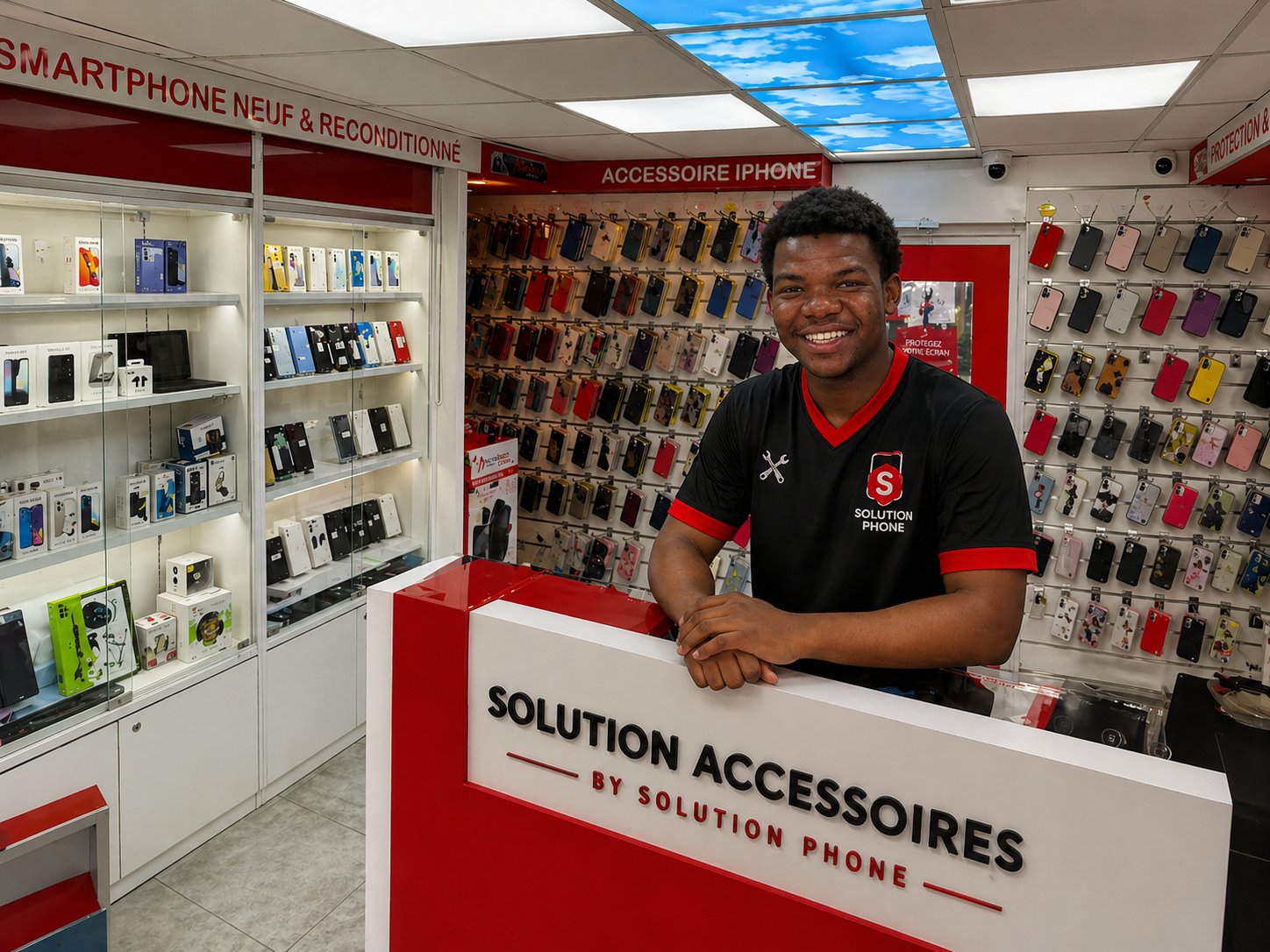 Solution Accessoires - Boutique au 21 Rue Gambetta à Mâcon : smartphones reconditionnés, neufs, et mur de coques